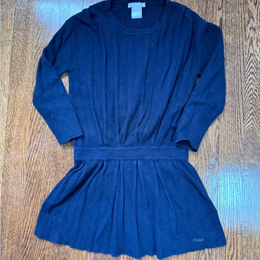 Chloé Girls navy knit dress 6Y